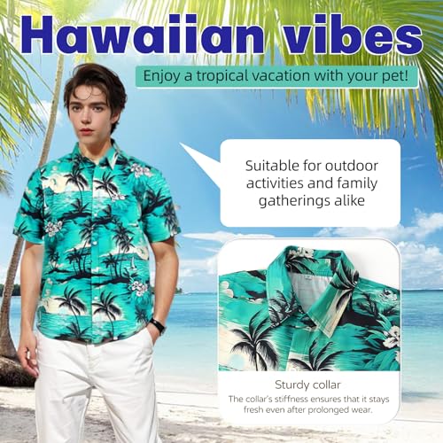Dog Shirts Hawaii Dog Clothes for Small Medium Large Dogs Owner and Pet Shirts are Sold Separately (2XL-(54.33"Bust)-for Human / Green Only for Human)