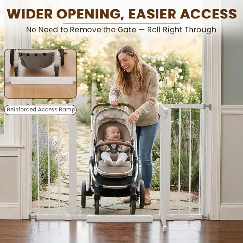 36" Extra Tall Baby Gate for Stairs (White / 29.7-48"W x 36"H)