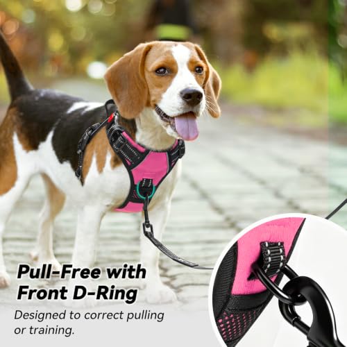 No Pull Dog Harness Small with Front Clip & Neck Release Buckle (XS / Pink)