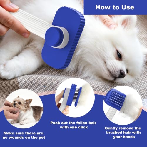 Dog Brush Cat Brush for Long Haired Cats (Sapphire)
