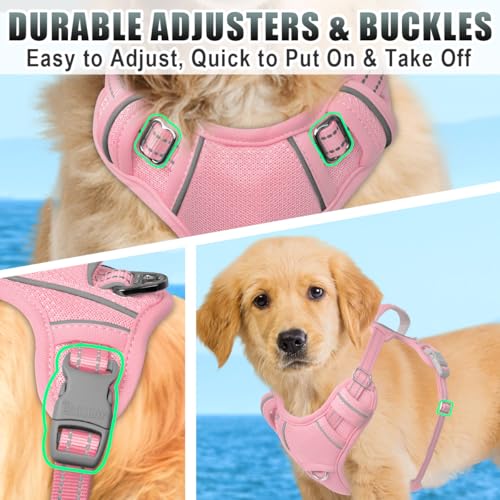 Dog Harness for Small Sized Dog No Pull Dog Vest ID Tag Pocket (Baby Pink / Small)