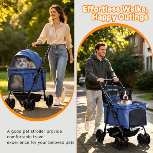 Dog Stroller for Large & Medium Dogs (Blue)
