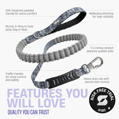 Bungee Dog Leash Shock Absorbing (Grey Camo / Small)