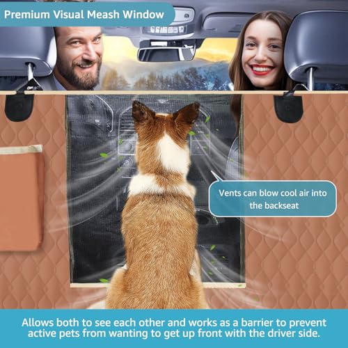 XL Truck Waterproof Dog Seat Cover Back Seat with 2 Seat Belts (Truck / Brown)