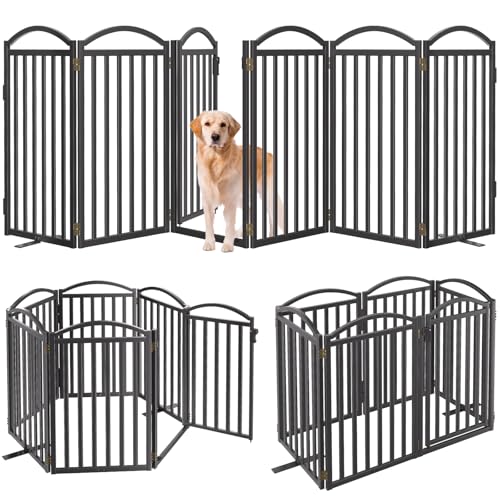 Metal Freestanding Dog Gates (Black / 120''W × 36''H)