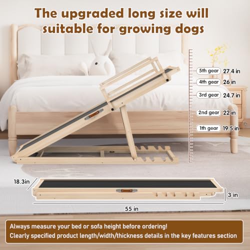 Dog Ramp for Couch (55.11"L*20.21"W*19.68"~27.55"H)