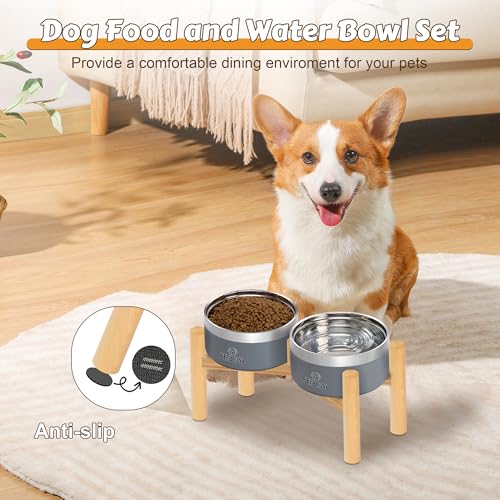 27oz Elevated Stainless Steel Dog Bowls Non (Grey)