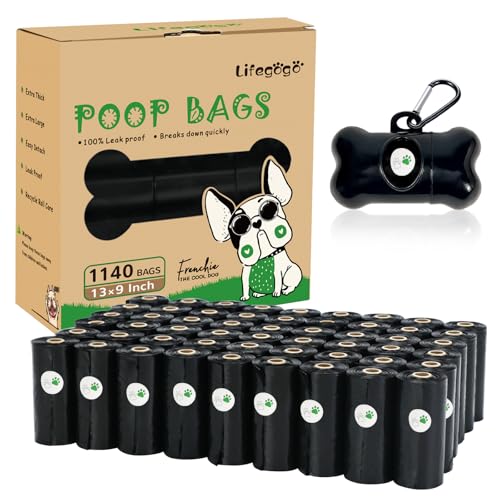Dog Poop Bags Rolls (Black / 20 Count (Pack of 57))