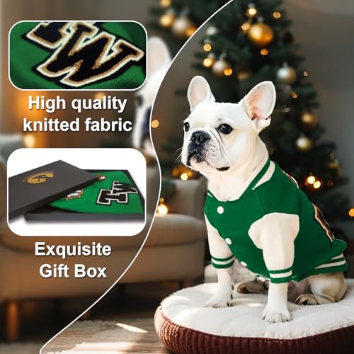 Dog Varsity Sweaters for Small Dogs (Green / Small(3-6lbs))