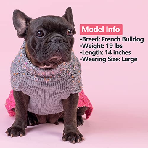 Color Block Dog Sweater for Small Dogs Turtleneck Thermal Knit (Medium (12-19lbs) / 02# Pink)