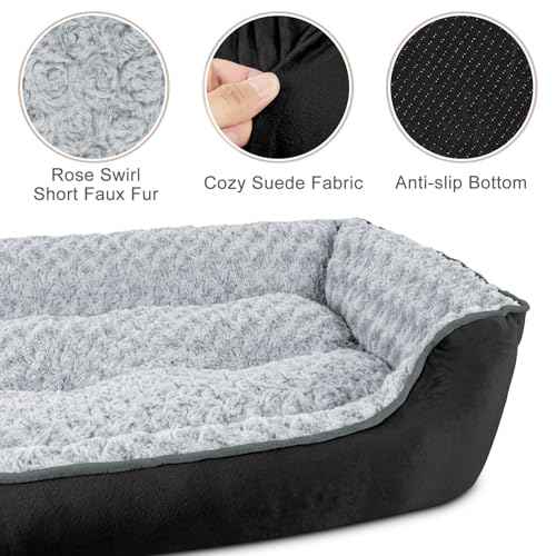 Rectangle Dog Bed for Large Medium Small Dogs (Black / S(20"x 19"x 6"))
