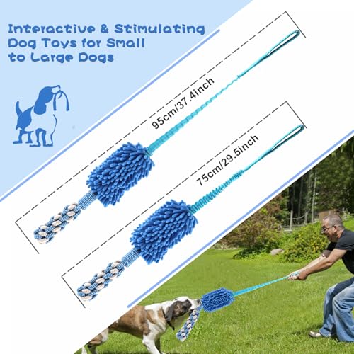 Dog Puppy Toys Dog Squeak Toys Plush Dog Toy with Dog Ropes Knots for Fun and Teeth Cleaning (Blue / Dog Bite Stick Toy)