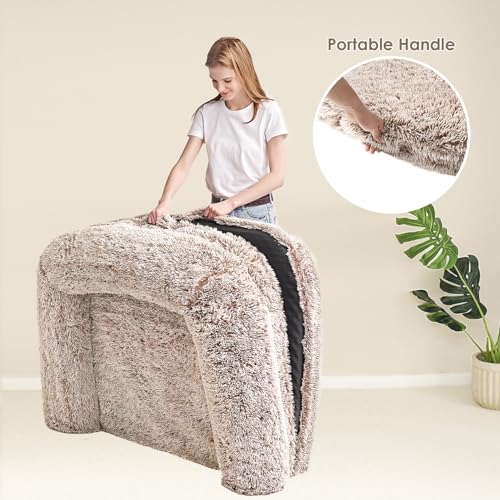Foldable XXL Dog Bed for Large Sized Dog (54x38x7.5(Folded 38x27) / Faded Brown)