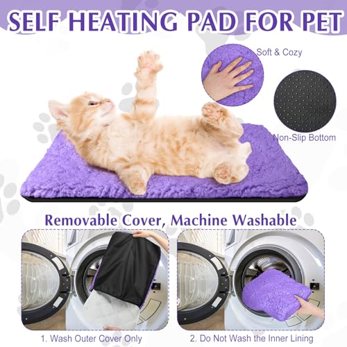 4 Pack Self Warming Cat Mat for Pets (16 x 20 Inch / Purple)