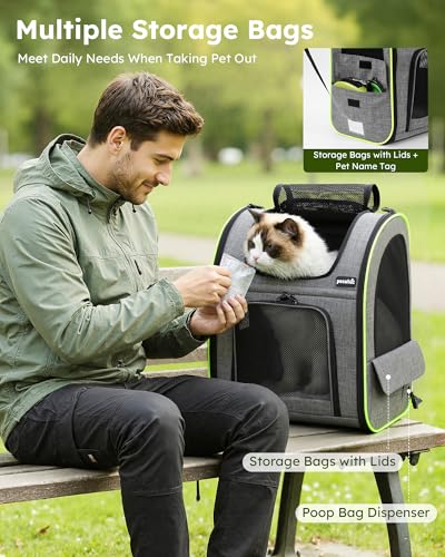 Cat Backpack Expandable (Grey / 15.4"L x 11.0"W x 19.0"H)