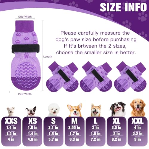 Anti Slip Dog Socks to Prevent Licking Paws for Hot Pavement (Purple / X-Small)