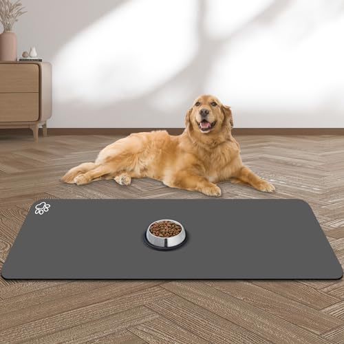 Large Pet Feeding Mat (dark grey / 39.4"L x 31.5"W)