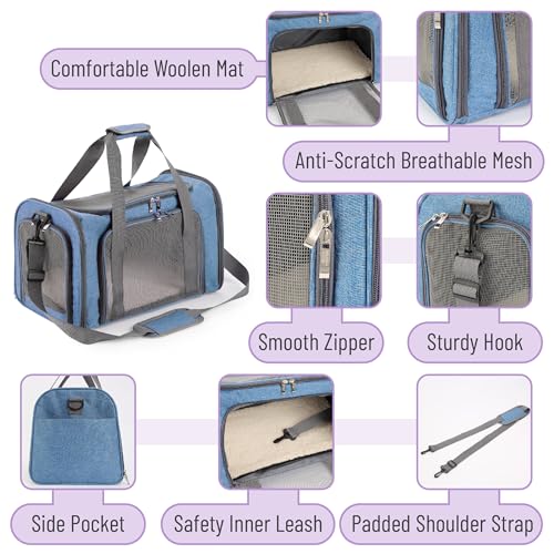 Pet Carrier 17.5" x 11.2" x 11.5" (Blue)