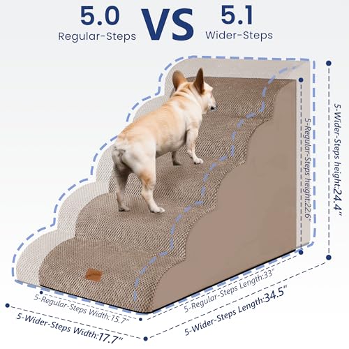 Ramp Dog Stairs for High Beds 24.4" H (Camel / 5-Step-Update (34.5"D x 17.7"W x 24.4"H))