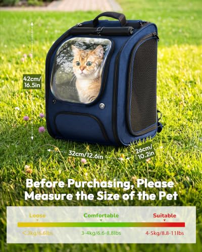Cat Backpack Carrier (Blue / 12.6"L x 10.2"W x 16.5"H)