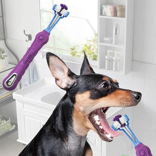 8 Pcs 3 Sided Pet Toothbrush Dog Cat Mouth Dental Teeth Care (Multicolor-8)