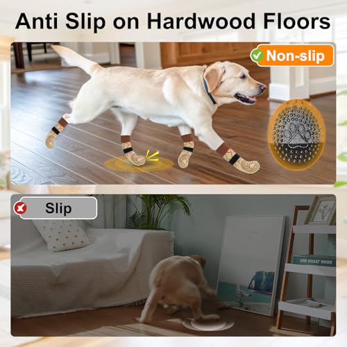 6PCS Dog Socks to Prevent Licking Paws for Hot (Khaki / S(Pack of 6))