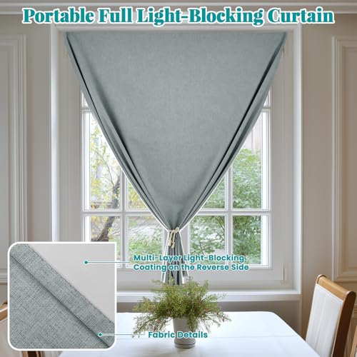 100% Self Adhesive Blackout Curtains (52"W x 72"L (Pack of 1) / Light Grey)