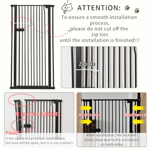 Extra Tall Cat Gate 61.02" High 29.92" (61.02" H-black / 29.92"-59.44" W)