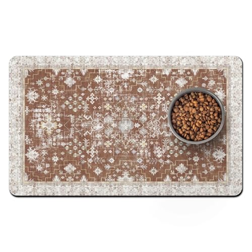 Pet Food Mats for Floor (Brown / 32"l X 24"w)
