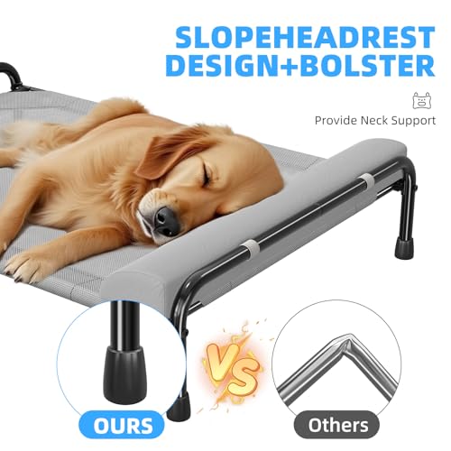Elevated Dog Bed for Large Dogs (44.5"L x 31"W x 9.25"Th / Grey)