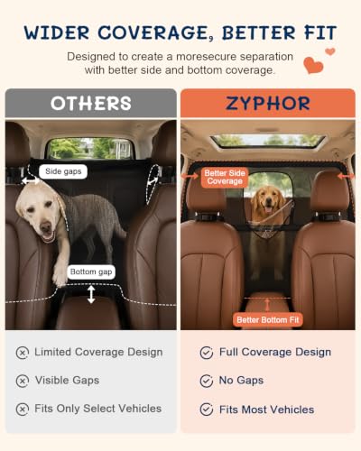 56 Inch Wide Dog Car Barrier for 2nd 3rd Row Seats & Cargo Area (Large(56"*32"))