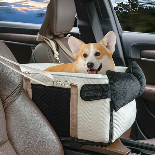 Dog Car Seat for Small Dogs Adjustable Portable Center Console Dog Car Seat Removable Cat Booster Cars Seats