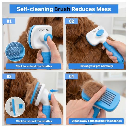 Pet Hair Removal Glove & Dog Brush for Shedding Bundle (BLUE)