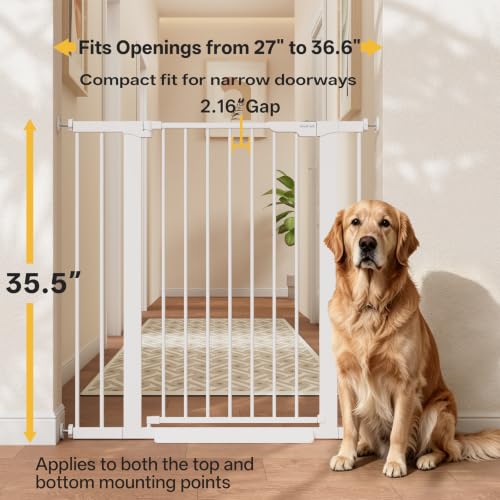 27 36.6 in Wide x 35.5 in High Extra Tall Baby Gate (White / 27-36.6"W x 35.5"H)