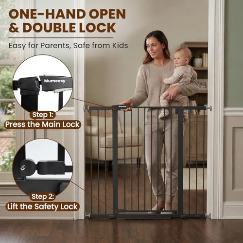 36" Extra Tall Baby Gate for Stairs (Black / 29.7-48"W x 36"H)