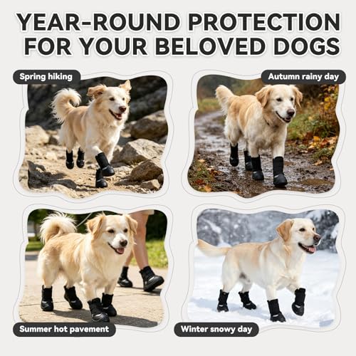 Dog Boots Rugged Anti (BLACK / #5 (Width 2.0 inch) for 23-33 lbs)