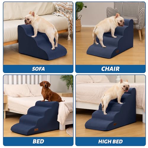Dog Steps for Bed or Couch (Blue / Standard 4-Step 17.4"H)