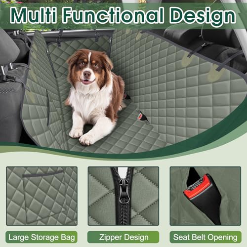 Waterproof Dog Car Seat Cover for Back Seat (Grayish Green / Small,Standard)