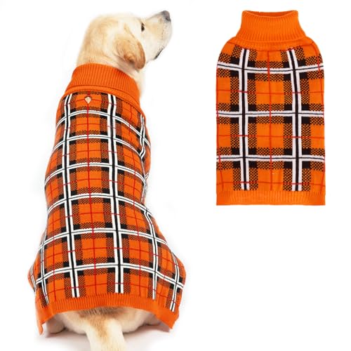 Dog Sweaters for Large Medium Small Dogs (XL - Chest 30", Back 24" / Reddish Orange)