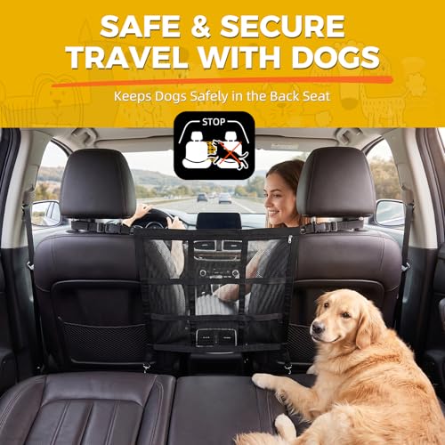 Dog Car Barrier with Storage Pocket Double (23.2" x 23.2")