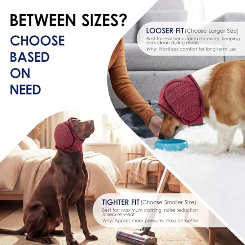 Padded Dog Calming Hoodie Ear Cover Quick (RoseRed / Large)