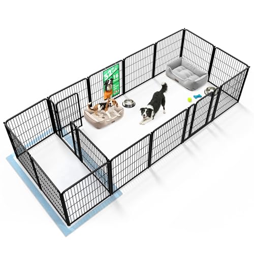 Homeplus Indoor Dog Playpen with Divider Connectors (Black / 32"H)
