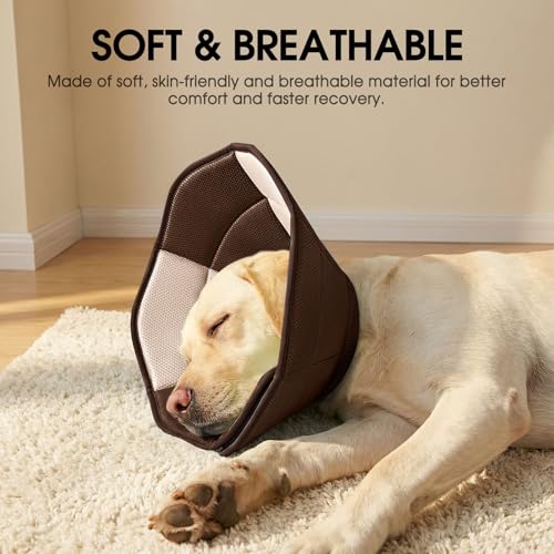 Dog Cones for Large Dogs Soft Dog Cone to Stop Licking (Brown / X-Large)