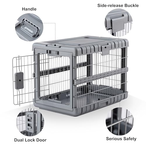 28" L Collapsible Dog Crate for Dogs (Gunmetal / 27.95 x 18.9 x 21.65 in)