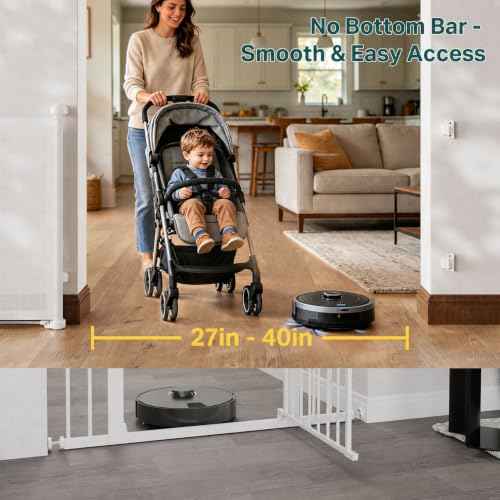 27 40" Retractable Baby Gates for Stairs & Doorways (White / Retractable Width: 27"–40")