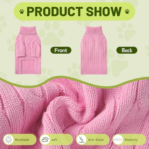 Small Dog Thermal Pullover Sweater (Pink(Order One Size Up) / Large)