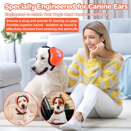 Dog Ear Muffs for Noise Protection (Orange / Large)