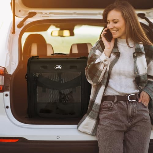 2-in-1 Pet Carrier for Cats & Dog, Travel Carrier for Camping (35.4"L x 13.8"W x 16.9"H / 2.0 Black)