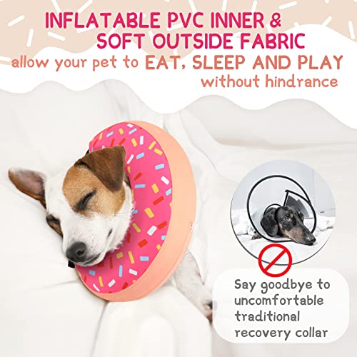 Inflatable Dog Cone Collar for Small Dogs Puppies Cats (Donut Pink / XS(Neck 4"-7"))