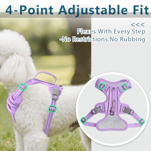 No Pull Dog Harness for Small Sized Dogs (Small(Chest:19.5-26”) / Violet Purple-Oxford)